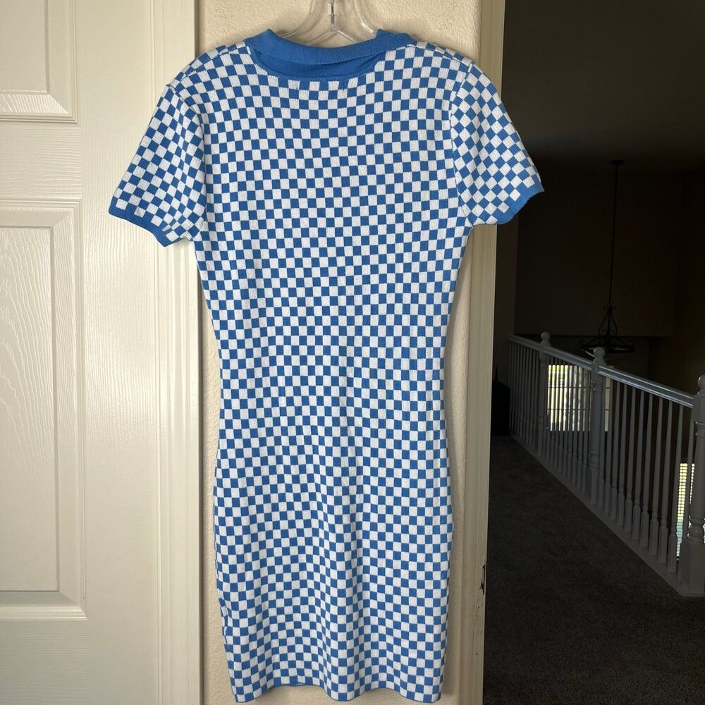 Almost Famous Short Sleeve Checkered Cut-out Pullover Mini Dress Size XL #500 - Picture 2 of 11